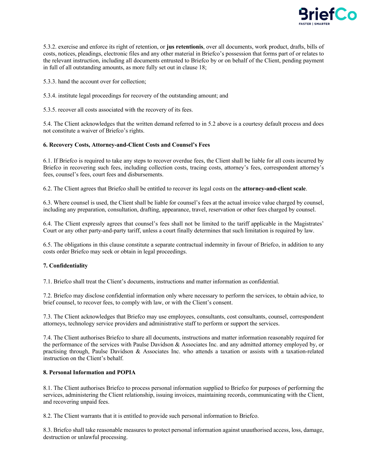 BriefCo terms of engagement page 3