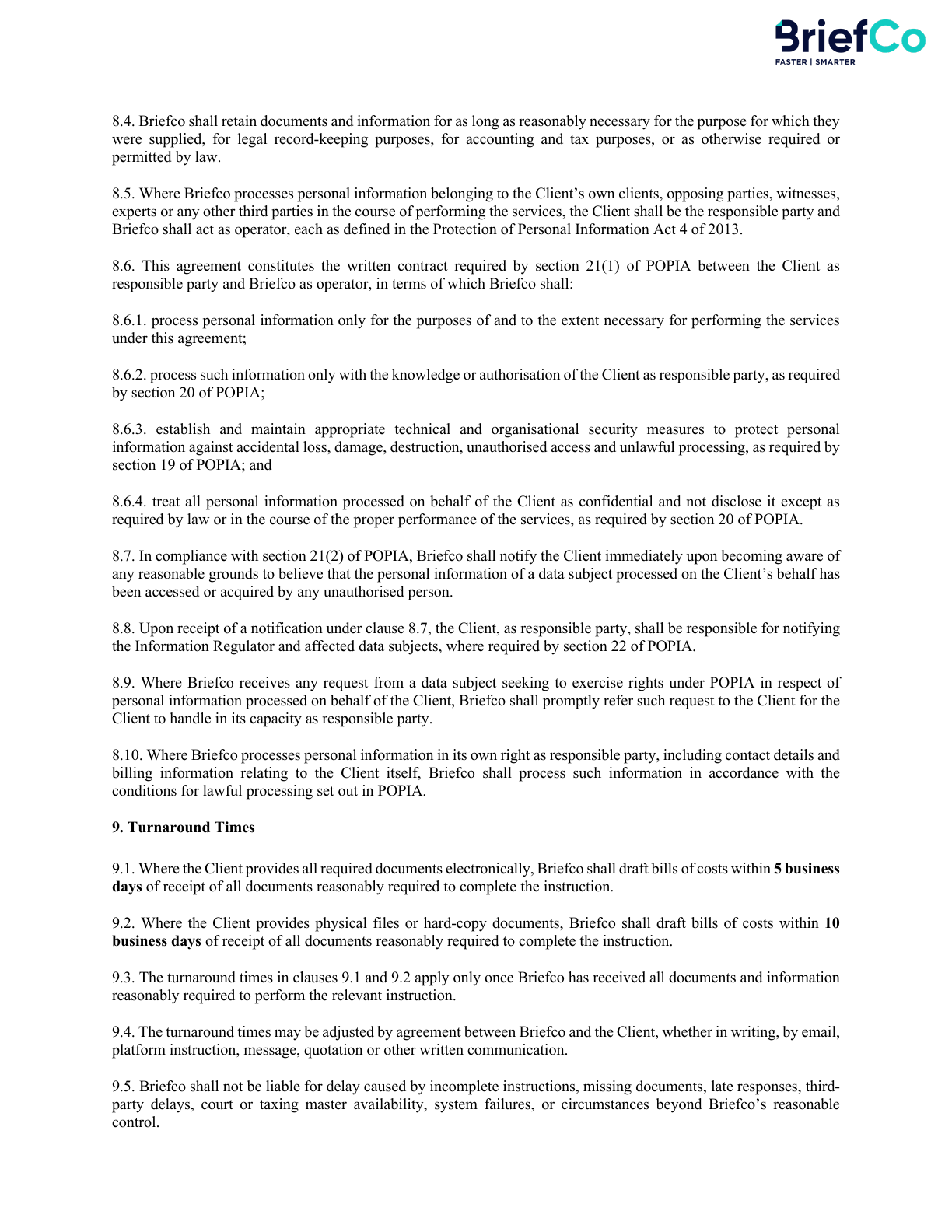 BriefCo terms of engagement page 4