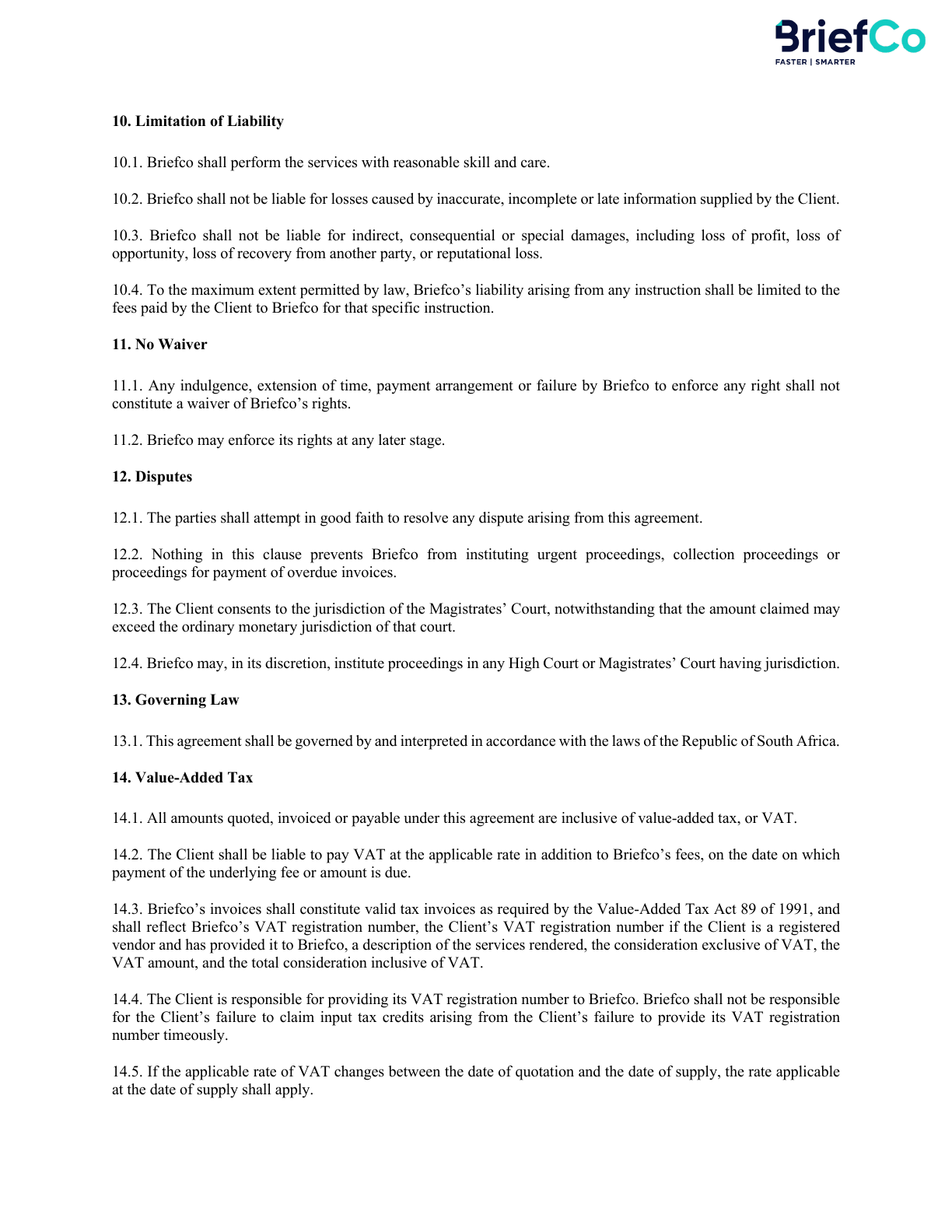 BriefCo terms of engagement page 5