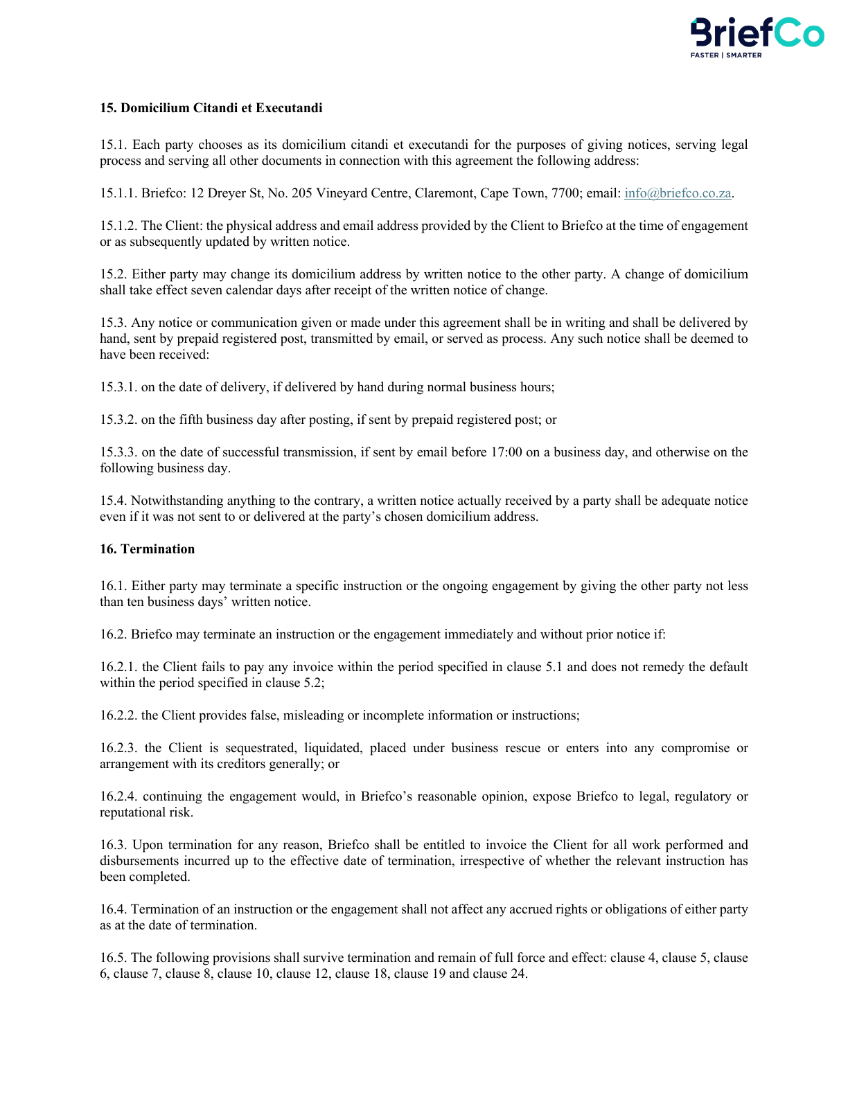 BriefCo terms of engagement page 6
