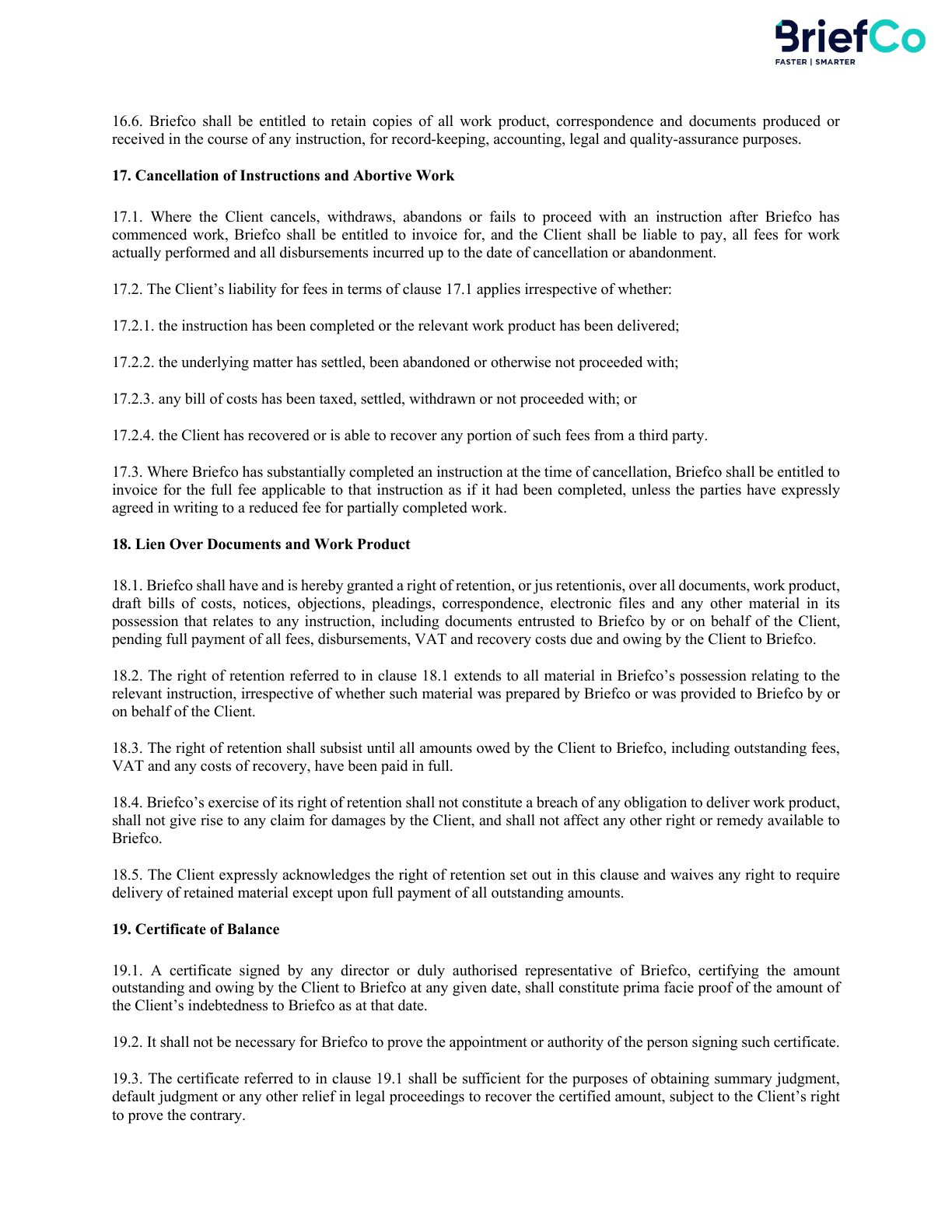 BriefCo terms of engagement page 7