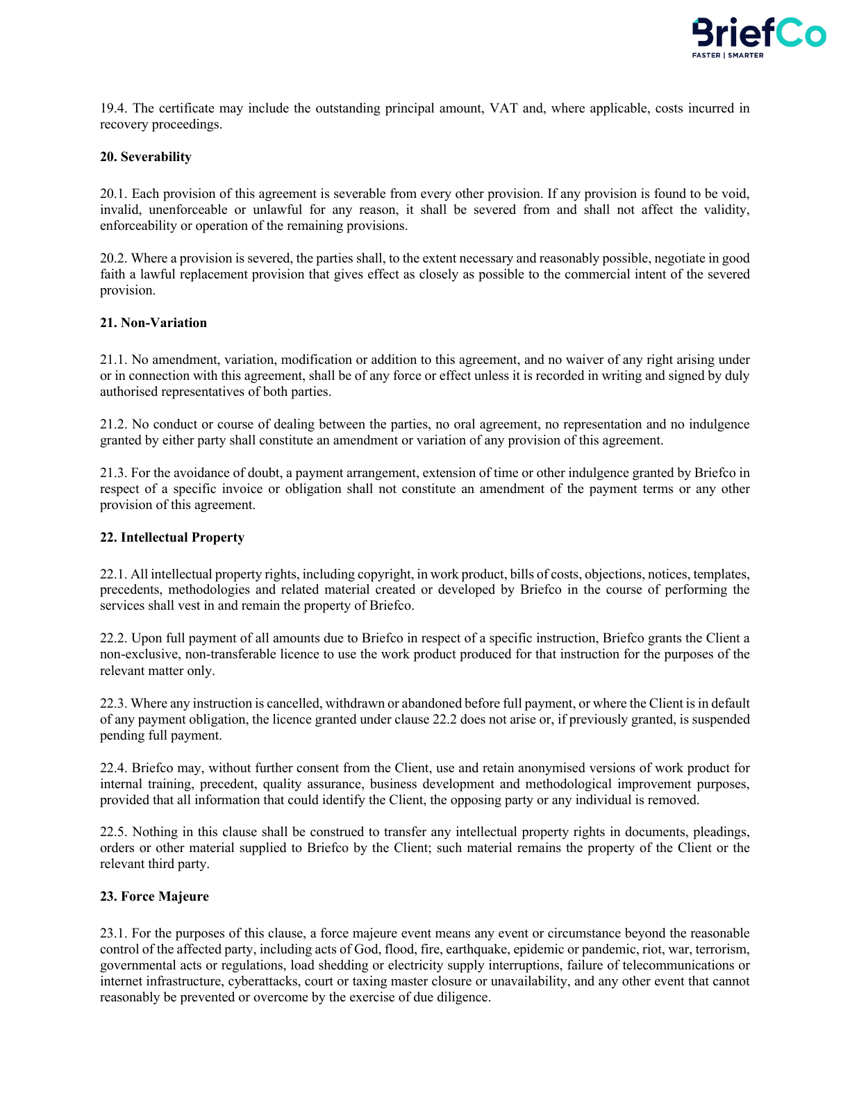BriefCo terms of engagement page 8