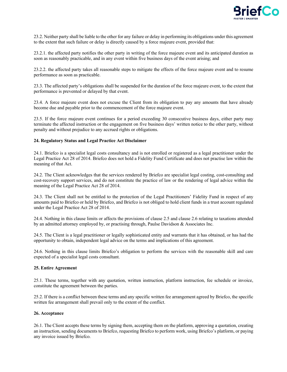 BriefCo terms of engagement page 9
